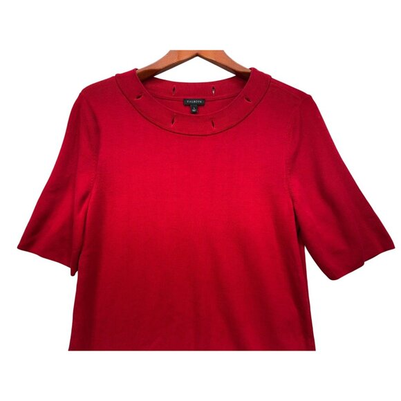 Talbots Womens Knit Top Cutout Collar Design Size L Red Office Classic Casual - Picture 4 of 10